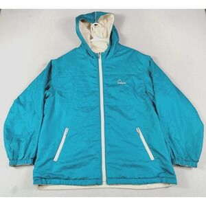 HEAD Jacket Womens Large Blue Reversible Hooded Insulated Full Zip Ski Snow